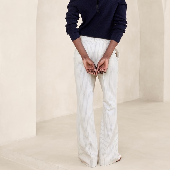 NWT - Banana Republic Sculpted Bootleg Pant - White Stripe - Size 14 - Picture 3 of 7